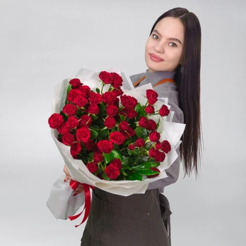 Букет "Красные кустовые розы" 0380 фото 2